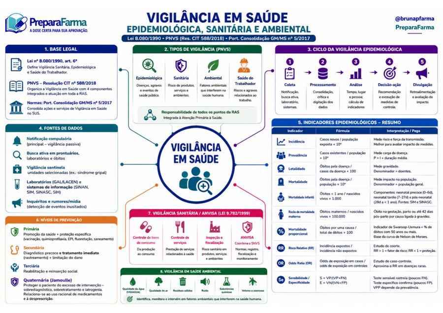 Mapa mental de Vigilância em Saúde